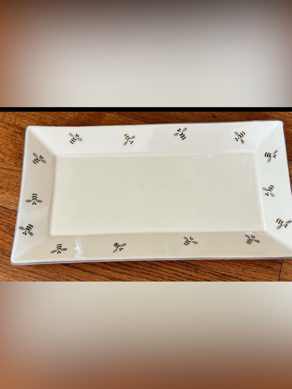 Matceramica vintage serving tray with bee decor